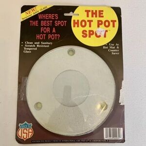 Vintage Round Glass Cutting Board Trivet Clear Textured Tempered 7" Rubber Feet